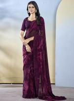 Georgette Wine Party Wear Printed Ready To Wear Saree